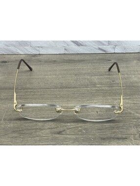 Chanel Eyeglasses Frames 2095 c.125 Yellow Gold Rimless Rectangle 51-16-135 READ